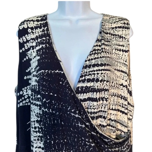 Ulla Popken midi dress navy cream floral sleeveless crossover bodice Size 20 - Picture 4 of 9